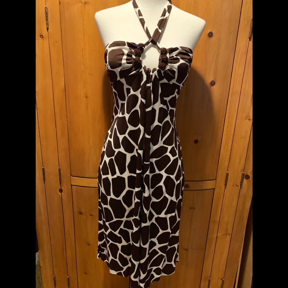 Banana Republic rayon halter animal print dress